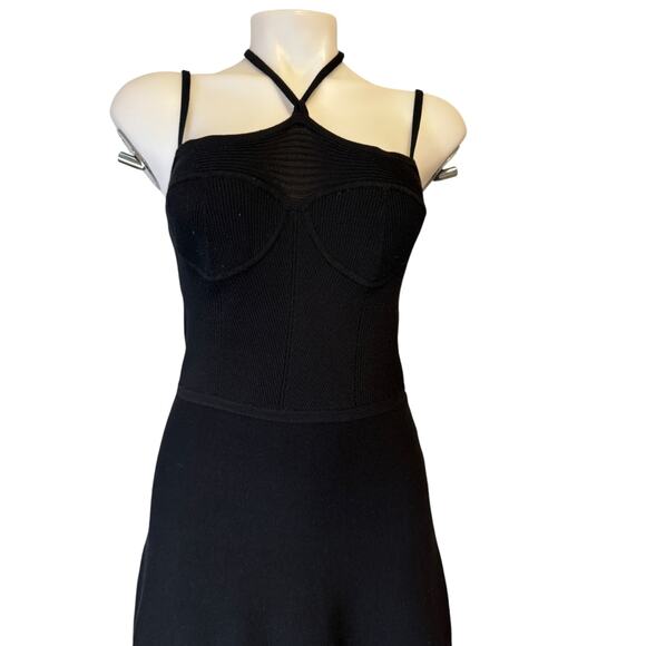 New NWT Ulla Johnson Black Ribbed Evie Midi Dress Size Medium - Picture 5 of 13